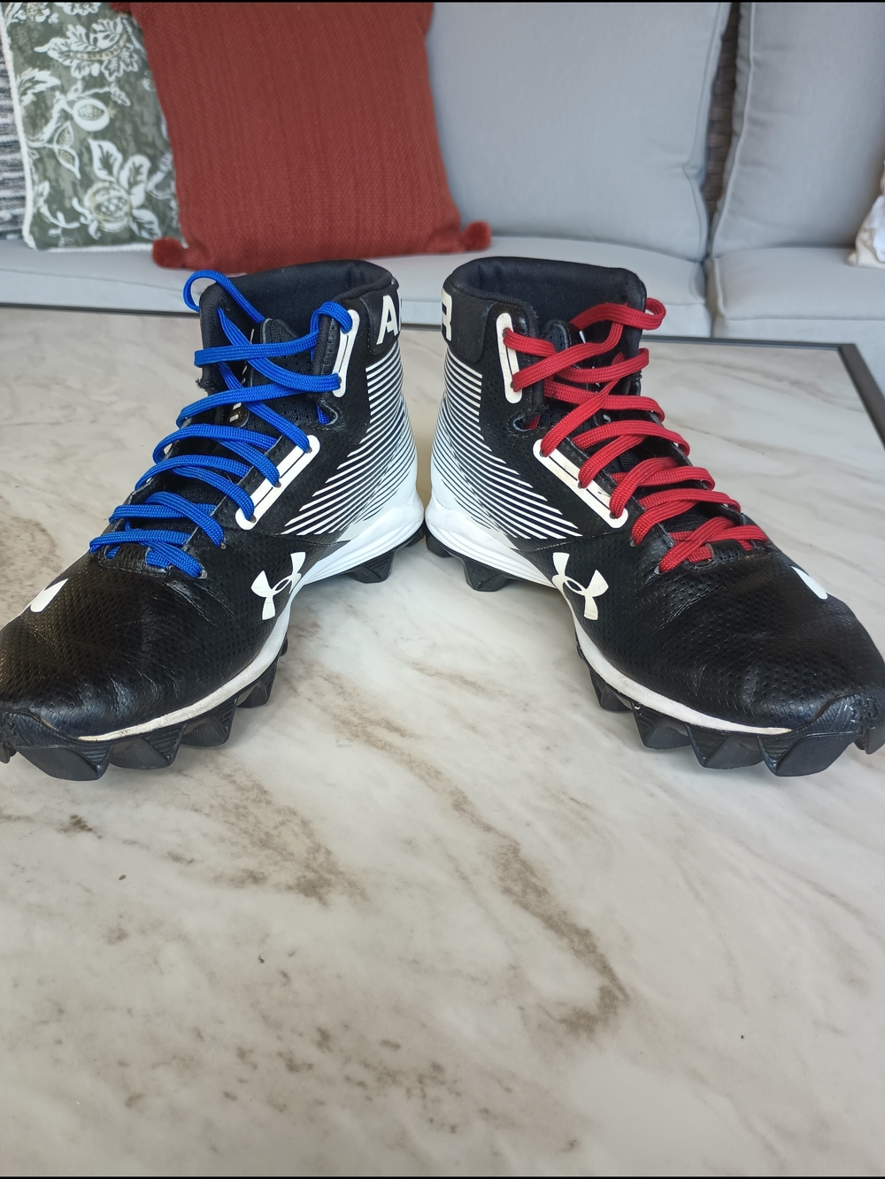Under Armour Hammer Mid RM Black Football Cleats Size Big Boy 4.5 Game Day
